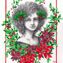 Portrait with Poinsettias, 2019   Fineliner Markers & Graphite