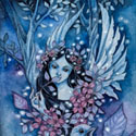 Nightingale, 2020, Watercolor, Ink, Color Pencil and Silver Pearl Paint