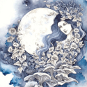 Moon Child, 2021, Watercolor, white ink and pencil
