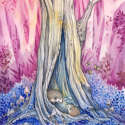 Tree House, 2022, Watercolor, Pencil  & White Ink 