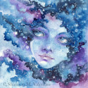 Heaven and Earth, 2022, Watercolor, Pencil & White Ink 