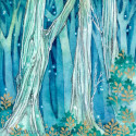 A Peaceful Place, 2024 Watercolor, Pencil & Gold Pen